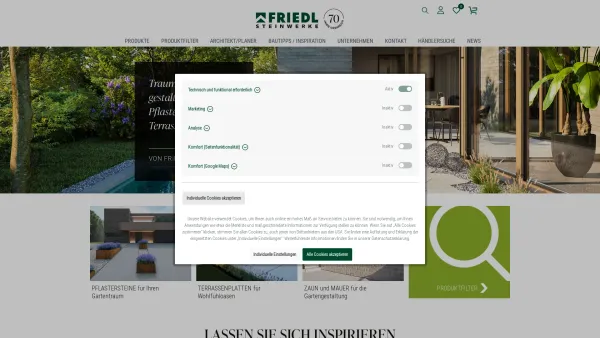 Website Screenshot: Fried Ges.m.b.H. Steinwerke - Friedl Steinwerke - Steine für die Gartengestaltung - Date: 2023-06-26 10:22:21