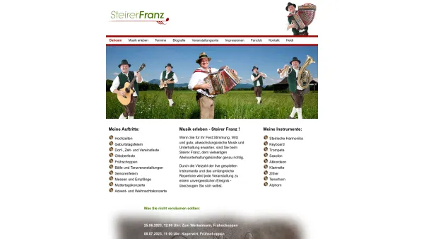 Website Screenshot: Die offiziellevon Steirer Franz!----------------www.steirerfranz.at - Steirer Franz - Date: 2023-06-26 10:22:21