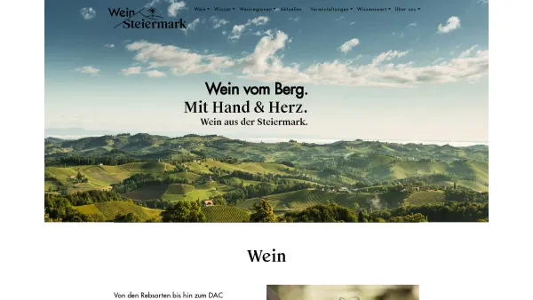 Website Screenshot: auf den Webseiten der Marktgemeinschaft Steirischer Wein. Hier finden Sie alles was Sie uuml;ber Wein aus der Steiermark wissen so - Wein aus der Steiermark • Wein Steiermark - Date: 2023-06-26 10:22:21