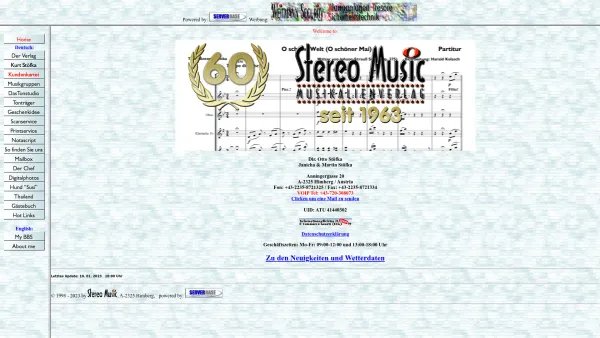 Website Screenshot: Stereo Music Musikalienverlag - Stereo Music, Musikverlag, Musikproduktion, Tonstudio, Familie Stoefka - Date: 2023-06-26 10:22:21