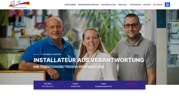 Website Screenshot: J. Stettner GesmbH - Installateur Stettner | Traditionsbetrieb in Wien Meidling - Date: 2023-06-26 10:22:24