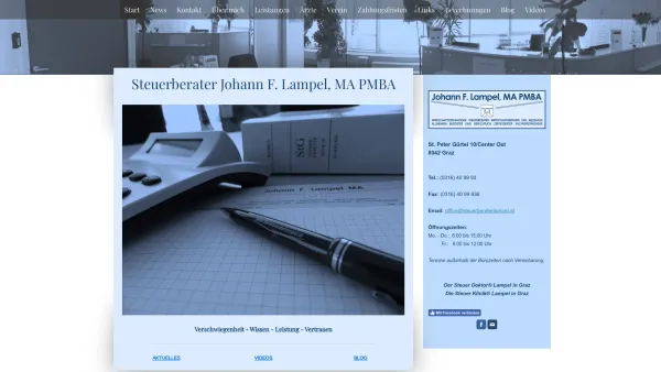 Website Screenshot: Steuerberater Johann F. Lampel, MA PMBA Wirtschaftstreuhänder Wirtschaftsberater "Steuerklinik Lampel" - Steuerberater Lampel - Steuerberatung in Graz - Date: 2023-06-26 10:22:22