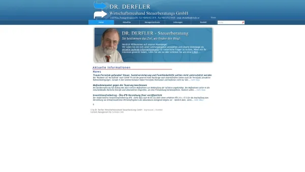 Website Screenshot: Derfler Wirtschaftstreuhand Steuerberatung - Willkommen - Steuerberatung Derfler - Date: 2023-06-26 10:22:24