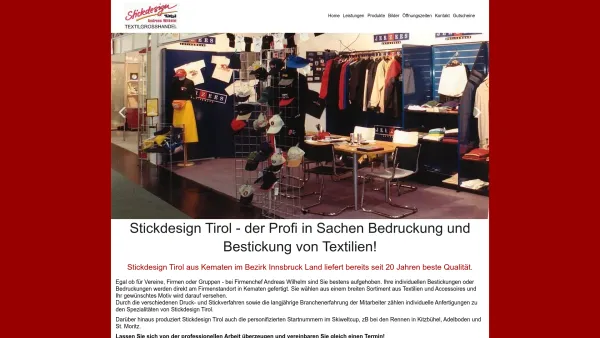 Website Screenshot: STICKDESIGN TIROL Textilgrosshandel A.Wilhelm - Stickdesign Tirol - Andreas Wilhelm in Kematen - Date: 2023-06-26 10:22:24