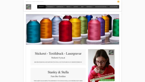 Website Screenshot: Stickerei 4 you - Stickeri Textildruck Lasergravur - Besticken von Jacken Kappen & Hemden - Date: 2023-06-14 10:45:28