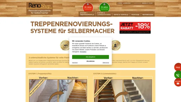 Website Screenshot: RenoShop Renovierungssysteme - Onlineshop für Treppenstufen und Treppenkantenprofile für Selbermacher - Date: 2023-06-26 10:22:27
