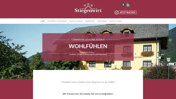 Website Screenshot: Gasthof STIEGENWIRT - Gasthof Stiegenwirt Palfau, Urlaub und Outdoor-Sport in der Nationalpark-Region Gesäuse - Stiegenwirt Palfau - Date: 2023-06-15 16:02:34