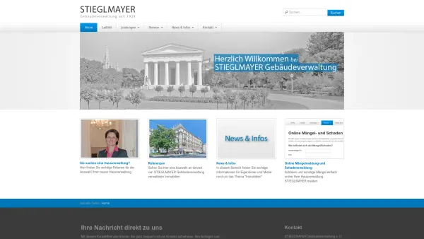 Website Screenshot: Stieglmayer Gebäudeverwaltung e. U. - Hausverwaltung in Wien STIEGLMAYER Gebäudeverwaltung seit 1929 - Date: 2023-06-26 10:22:27