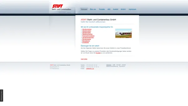 Website Screenshot: Stift Stahl und Containerbau GmbH - Stift Stahl- & Containerbau GmbH Karnabrunn, Abrollcontainer, Sonderbauten - Date: 2023-06-14 10:45:28