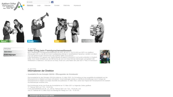 Website Screenshot: Adalbert Stifter Gymnasium Linz Oberstufenrealgymnasium der Diözese Linz Musikgymnasium Linz ORG der Diözese Linz - Startseite - Date: 2023-06-26 10:22:27