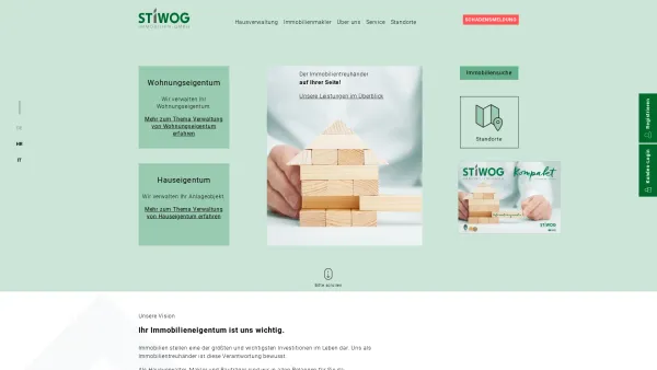 Website Screenshot: Stiwog Immobilien GmbH - STIWOG - Hausverwalter, Immobilienmakler und Bauträger - Date: 2023-06-26 10:22:27