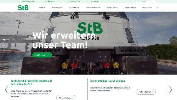 Website Screenshot: Steiermärkische Landesbahnen - Steiermarkbahn – Ihr Mobilitätsdienstleister in Graz - Date: 2023-06-15 16:02:34