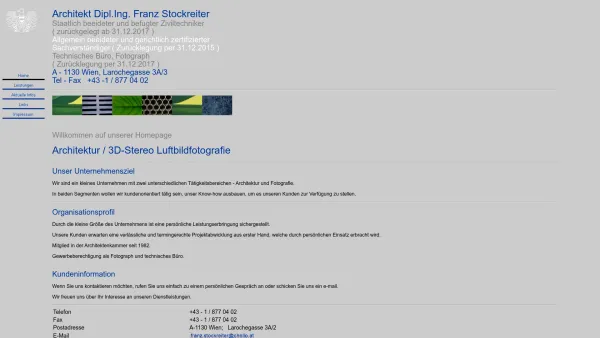 Website Screenshot: Architekt Dipl.Ing. Franz Stockreiter - Architektur Planung und Gutachten / Fotografie - Date: 2023-06-14 10:45:31