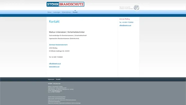 Website Screenshot: Stöhr Brandschutz und Sicherheitstechnik - Stöhr Brandschutz - Kontakt - Date: 2023-06-15 16:02:34
