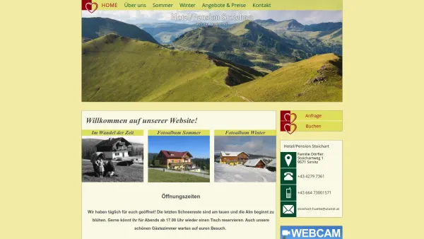 Website Screenshot: Gasthof Stoichart-Hütte*** - Almengasthof Stoichart - Sommer und Winter in Sirnitz auf der Hochrindl - Date: 2023-06-26 10:22:30