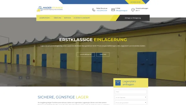 Website Screenshot: Ing. Gerhard Mader Gesellschaft Wir bieten Ihnen Lagermöglichkeiten und Büroflächen für jeden Anspruch - Mader Storage - Einlagerung - Date: 2023-06-26 10:22:30