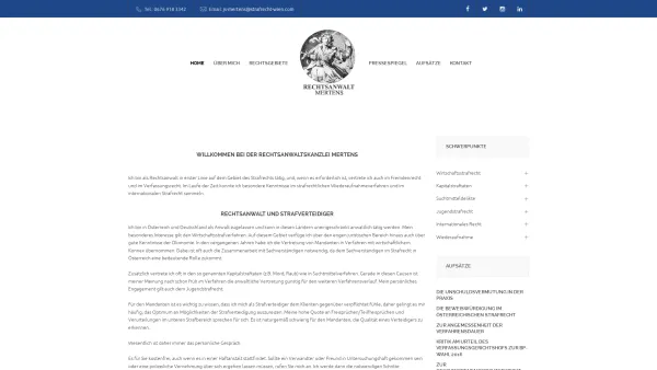 Website Screenshot: Rechtsanwaltskanzlei Mertens - Jürgen Stephan Mertens - Rechtsanwalt für Strafrecht und Wirtschaftsstrafrecht - Date: 2023-06-26 10:26:46
