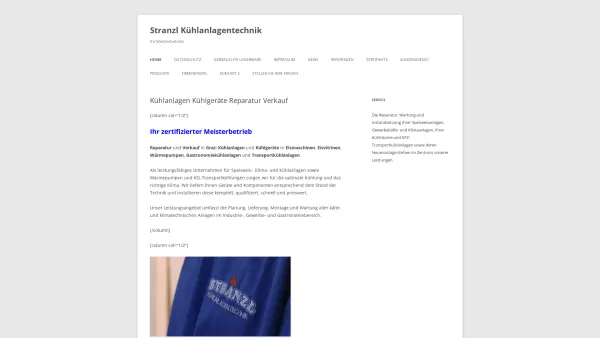 Website Screenshot: Stranzl Kühlanlagentechnik - Kühlanlagen Kühlgeräte Reparatur Verkauf - Date: 2023-06-15 16:02:34