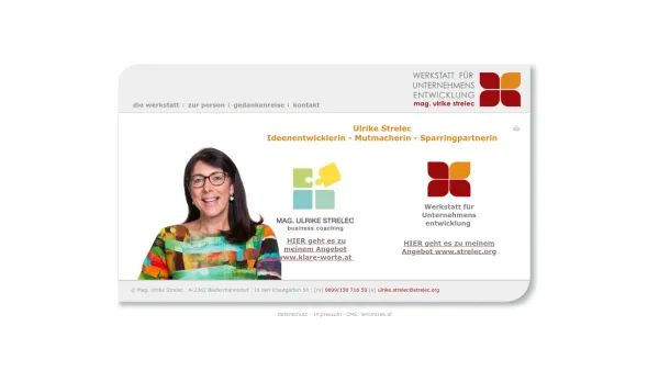 Website Screenshot: Werkstatt für Unternehmensentwicklung Mag. Ulrike Strelec - Werkstatt für Unternehmensentwicklung - Date: 2023-06-26 10:22:33