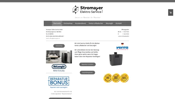 Website Screenshot: Ing. H. Stromayer Venta Luftwäscher Österreich - Servicepartner - Stromayer Elektro Service - Date: 2023-06-14 10:37:38