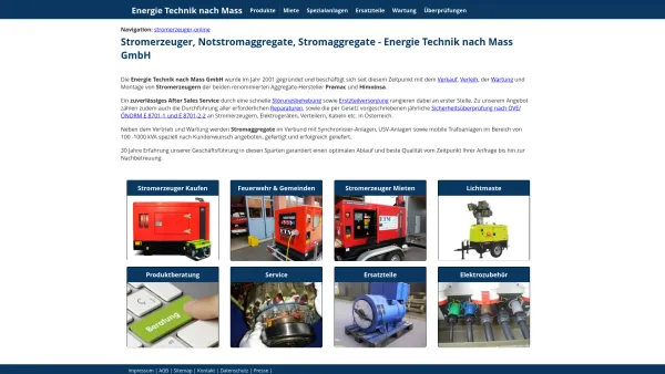 Website Screenshot: Energie Technik Nach Mass GmbH - Stromerzeuger & Stromaggregate von Energie Technik nach Mass GmbH - Date: 2023-06-14 10:46:52