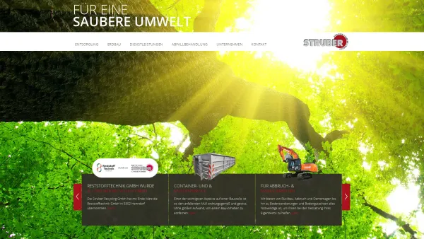 Website Screenshot: Johann Firma Struber Anfangsseite - Entsorgung, Erdbau & Abfallbehaldlung - Struber Entsorgung - Date: 2023-06-26 10:22:36