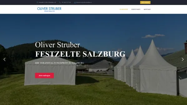 Website Screenshot: O&S Festservice       
www.struber-zelte.at         
Partyzelte Struber - Ihr Zeltverleih in Salzburg - Oliver Struber - Date: 2023-06-26 10:22:36
