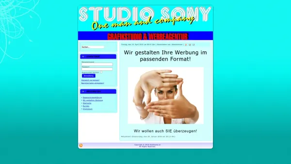 Website Screenshot: Josef ++ STUDIOSONY ++ One man and company ++ Grafikstudio und Werbeagentur ++ - Willkomen auf der Homepage von Studiosony.at - Date: 2023-06-26 10:22:39