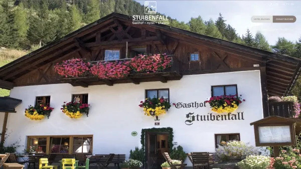 Website Screenshot: Hotel & Gasthof Stuibenfall Niederthai im Ötztal - Home - Hotel und Chalet im Ötztal - Urlaub in den Ötztaler Alpen - Date: 2023-06-26 10:22:39