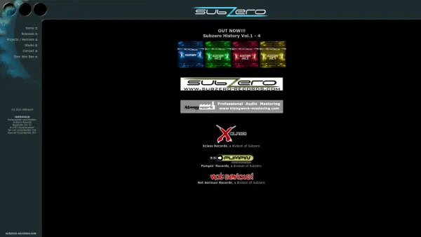 Website Screenshot: SUBZERO RECORDS - SUBZERO RECORDS - Date: 2023-06-26 10:22:41