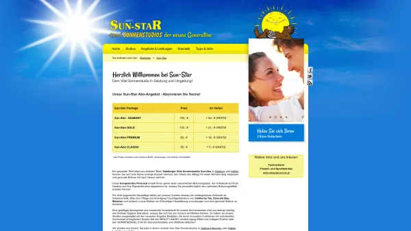 Website Screenshot: Bräunungscenter Sun Sun-Star Bräunungsstudios der neuen Generation Salzburg! - Sonne ist Leben! - Vital Sonnenstudios Sun-Star in Salzburg und Hallein - Date: 2023-06-26 10:22:42