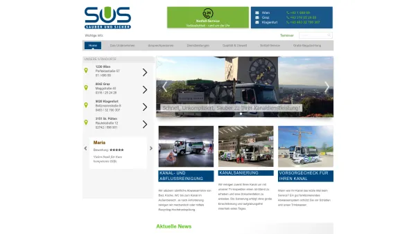 Website Screenshot: S.U.S. Abflussdienst GmbH Sauber Und Sicher - Home - Date: 2023-06-14 10:37:13