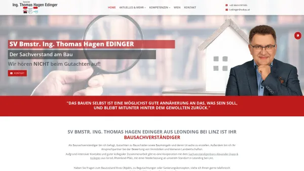 Website Screenshot: SV Baumeister Ing. Thomas Edinger - Bausachverständiger in Linz | Ing. Thomas Hagen Edinger - Date: 2023-06-26 10:22:43