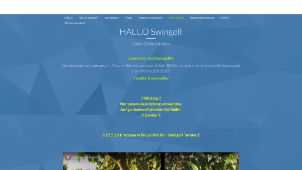 Website Screenshot: SwinGolf Linz Traunmüller KEG - HALL.O Swingolf - Date: 2023-06-26 10:22:47