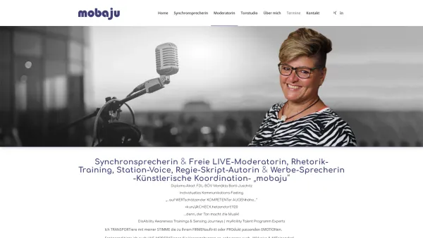 Website Screenshot: Deutsche Synchronsprecherin & Moderatorin, Wien mobaju - Deutsche Synchronsprecherin & Moderatorin, Wien - mobaju - Date: 2023-06-26 10:26:46