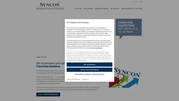 Website Screenshot: SYNCON International Franchise Consultants - Syncon - Franchise-Beratung seit mehr als 30 Jahren - Date: 2023-06-26 10:22:47