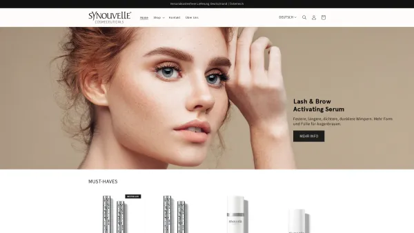 Website Screenshot: Synouvelle Cosmeceuticals - Synouvelle Cosmeceuticals - visible results, healthy skin - Date: 2023-06-26 10:22:47