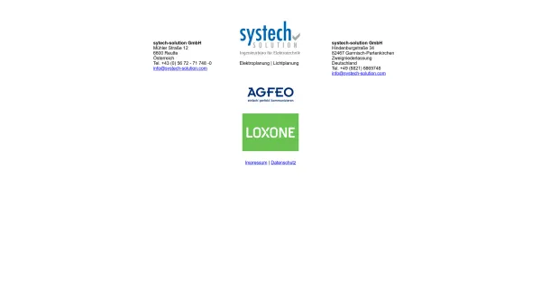 Website Screenshot: systech solution - systech-solution, Ingeneurbüro für systemtechnische Lösungen Elektrotechnik, Elektroplanung - Date: 2023-06-26 10:22:47