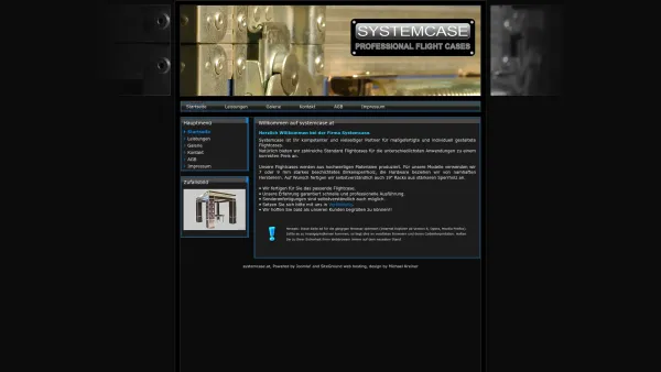 Website Screenshot: SYSTEMCASE Professional Flightcases, Sabine Hier - Willkommen auf systemcase.at - Date: 2023-06-26 10:22:47
