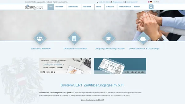 Website Screenshot: SystemCert Zertifizierungs Gmbh Leoben Steiermark Österreich - Home - Systemcert - Date: 2023-06-26 10:22:47