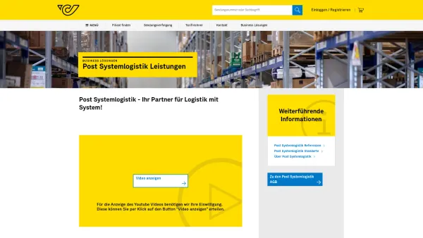 Website Screenshot: Systemlogistik Distribution GmbH - Post Systemlogistik Leistungen - PostAG - Date: 2023-06-14 10:45:36