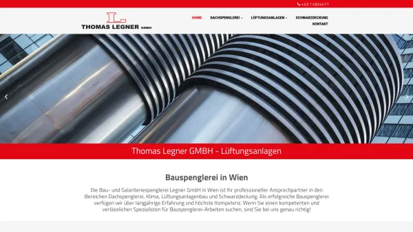 Website Screenshot: Legner Thomas GmbH - Bauspenglerei in Wien | Legner Thomas GmbH - Date: 2023-06-26 10:26:46