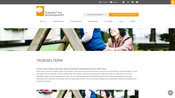 Website Screenshot: Verein Tagesmütter/Tagesväter Tagesmütter Tirol - Tageseltern - Frauen* im Brennpunkt - Date: 2023-06-26 10:22:50