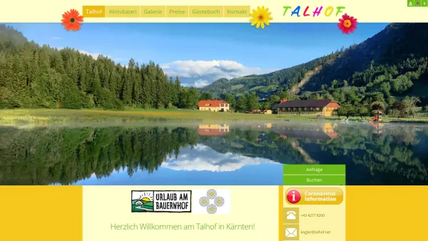 Website Screenshot: Pension Ferien am Talhof - Urlaub am Bauernhof am Talhof in Kärnten - Date: 2023-06-26 10:22:50