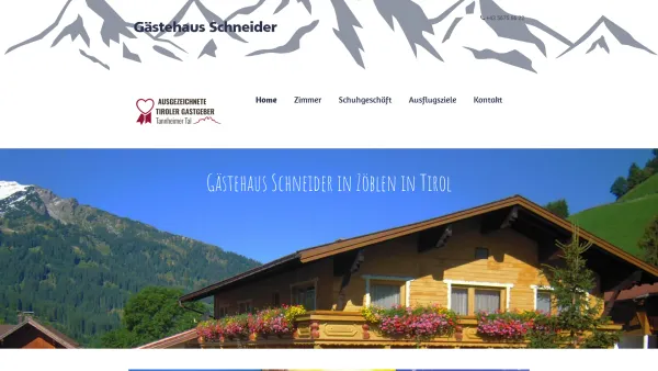 Website Screenshot: Gästehaus u. Schuhgeschäft Schneider Zöblen Tannheimertal - Schuhgeschäft und Gästehaus Schneider in Zöblen im Tannheimertal - Date: 2023-06-26 10:22:50