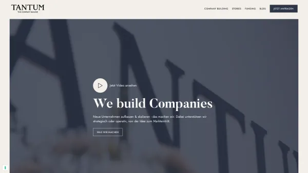 Website Screenshot: Tantum GmbH - Tantum - Company Builder für Startup & Corporate - Date: 2023-06-15 16:02:34