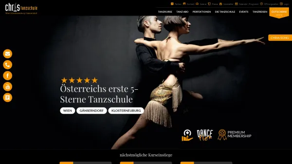 Website Screenshot: Tanzschule Chris Tanzsport Café Shop - Tanzschule Chris - Tanzschule in Wien, Österreich: www.tanzschulechris.at - Date: 2023-06-26 10:22:53
