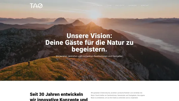 Website Screenshot: TAO Beratungs und Management GmbH - TAO - Wir begeistern Menschen für die Natur und sanften Tourismus - Date: 2023-06-26 10:22:53