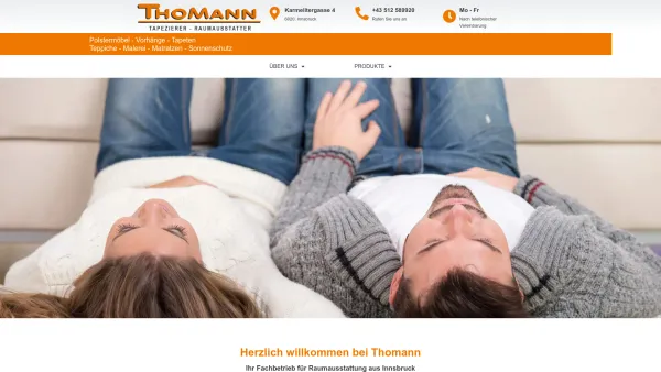 Website Screenshot: Klaus Tapezierer Raumausstatter - Startseite - Thomann - Raumausstatter aus Innsbruck - Date: 2023-06-26 10:22:53