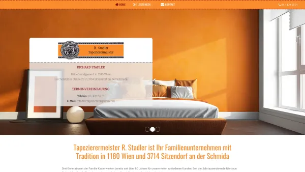 Website Screenshot: Tapezierermeister R. Stadler - Tapezierermeister R. Stadler aus 1180 Wien - Date: 2023-06-26 10:26:46